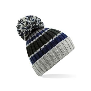 Heren Wintermuts met Pompon grijs/blauw 100% acryl