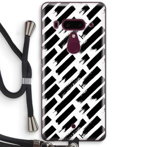 Zwarte vegen: HTC U12+ Transparant Hoesje met koord