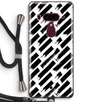 Zwarte vegen: HTC U12+ Transparant Hoesje met koord