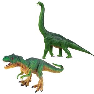 Setje van 2x stuks speelgoed dinosaurussen figuren 18 en 23 cm