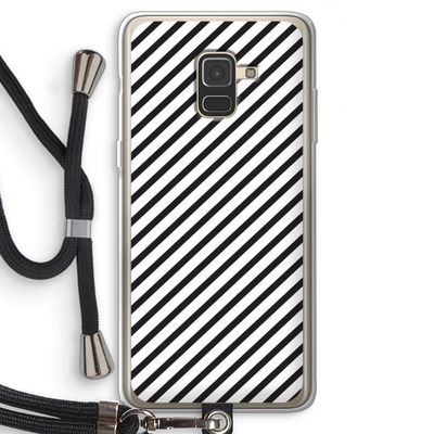 Strepen zwart-wit: Samsung Galaxy A8 (2018) Transparant Hoesje met koord