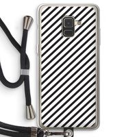 Strepen zwart-wit: Samsung Galaxy A8 (2018) Transparant Hoesje met koord