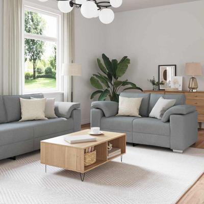Bankstel 2 pcs Lichtgrijs 219 x 77 x 82 cm Stof