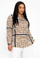 Yoek Blouse straight TILES | Beige | Maat 50/52