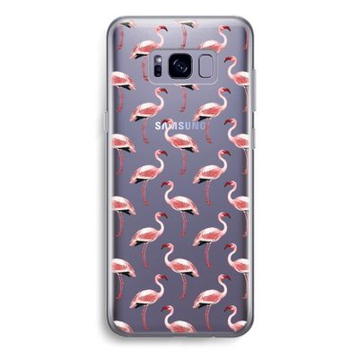 Flamingoprint groen: Samsung Galaxy S8 Plus Transparant Hoesje