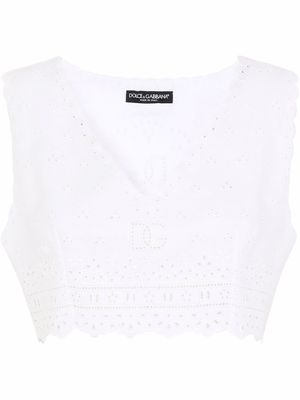 Dolce & Gabbana haut crop en lin - Blanc