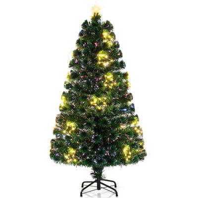 150/180 cm Kunstkerstboom met Glasvezel Lichtslinger 24/36 Warmwitte Lampjes 170/230 Takuiteinden Topster Metalen Standaard