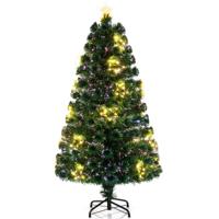 150/180 cm Kunstkerstboom met Glasvezel Lichtslinger 24/36 Warmwitte Lampjes 170/230 Takuiteinden Topster Metalen Standaard