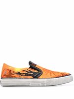 Philipp Plein chaussures de skate à imprimé flamme - Orange