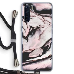 Roze stroom: Oppo A91 Transparant Hoesje met koord