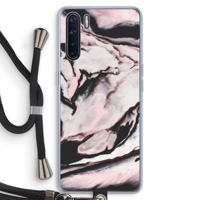 Roze stroom: Oppo A91 Transparant Hoesje met koord
