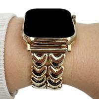 Apple Watch Hart Stalen Schakel Band - Goud - 38, 40, 41 & 42mm