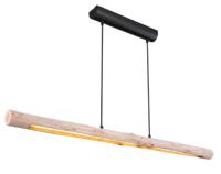 Globo HanglampMella zwart met hout 120cm - 15379-20