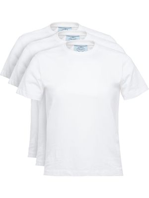 Prada lot de trois t-shirts à logo triangle - Blanc