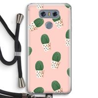 Cactusprint roze: LG G6 Transparant Hoesje met koord