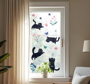 Katten vangen vlinders raamsticker