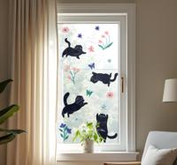 Katten vangen vlinders raamsticker