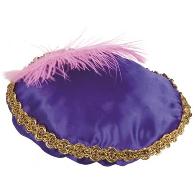 Pieten baret paars met paarse veer