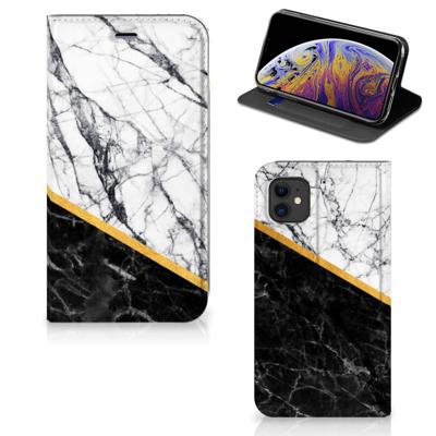 Apple iPhone 11 | Standcase | Marmer Wit Zwart - Origineel Cadeau Man
