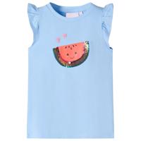 VidaXL Kindershirt met ruches aan de mouwen 128 lichtblauw
