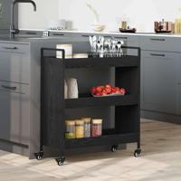 Keuken Trolley Zwart eiken 70 x 30 x 82 cm Bewerkt hout
