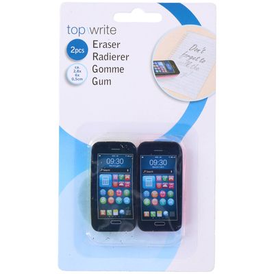 Set Van 2x Potloodgummen Mobiele Telefoon 6 Cm - Gummen Set Van 2x Potloodgummen Mobiele Telefoon 6 Cm - Gummen