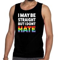 I may be straight but i dont hate tanktop gay pride zwart heren - thumbnail