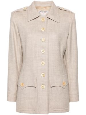 Saint Laurent Pre-Owned veste en laine à simple boutonnage (années 1970) - Tons neutres