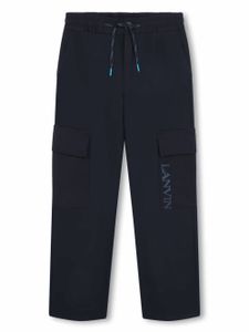 Lanvin Enfant pantalon cargo à logo en caoutchouc - Bleu