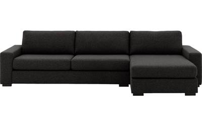 Goossens Hoekbank Lucca Met Chaise Longue grijs, stof, 3-zits, stijlvol landelijk