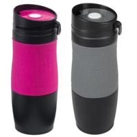 Set van 2x Thermosbekers - warmhoud bekers - roze en grijs - 380 ml - Isolerende drinkbekers