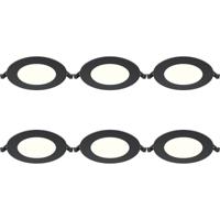 LED Downlight Inbouwspot Dimbaar 6 Stuks - Brinton Thin - 6W 470lm 120° Bundelhoek - Natuurlijk Wit 4000K - IP40 - Rond - Zwart - Ø128mm Buitenmaat - Ø110mm Zaagmaat