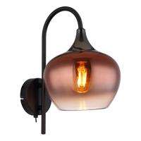 Globo Zwarte wandlampMaxy met rood glas - 15548WG