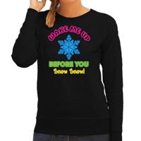 Apres ski sweater voor dames - wake me up before you snow snow - zwart - wintersport