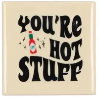Daan Kromhout Design tegeltje keramiek you're hot stuff 10x10cm crème Daan Kromhout Design tegeltje keramiek you're hot stuff 10x10cm crème