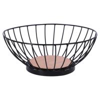 Overige Merken Metalen fruitschaal 28 cm zwart/hout