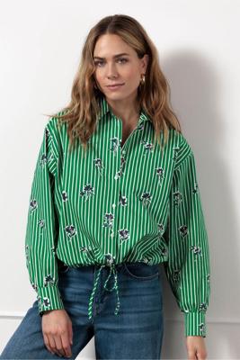 Studio Anneloes Dio Poplin Flower Stripe Blouse 12548 Blouse 7911 Clover Green/off White