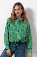 Studio Anneloes Dio Poplin Flower Stripe Blouse 12548 Blouse 7911 Clover Green/off White