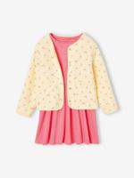 Meisjesset gewatteerd jack met bloemenprint + jurk rozen