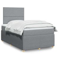 Boxspring met matras stof lichtgrijs 120x190 cm
