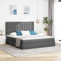 Opbergbed met LED met matras Donkergrijs 160 x 200 cm Polyester