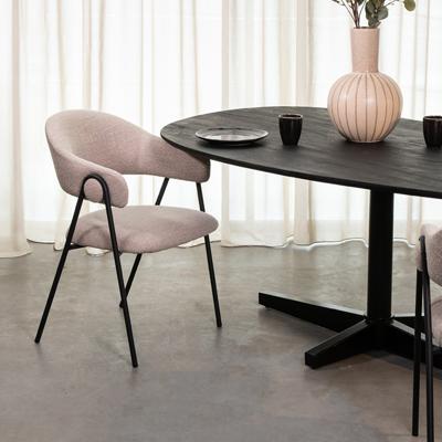 LABEL51 Eetkamerstoel Lowen - Naturel - Boucle - Black Frame