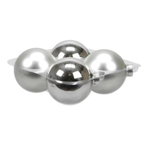 Bellatio Decorations Kerstballen - 4 st - zilver - glas - 10 cm