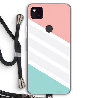 Strepen pastel: Pixel 4a 5G Transparant Hoesje met koord