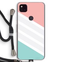 Strepen pastel: Pixel 4a 5G Transparant Hoesje met koord