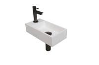 Fonteinset INK Versus 36x18x9 cm Polystone Mat Wit Met Kraangat Links Metal Black