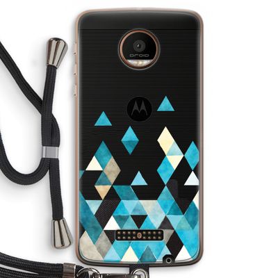 Gekleurde driehoekjes blauw: Motorola Moto Z Force Transparant Hoesje met koord