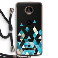 Gekleurde driehoekjes blauw: Motorola Moto Z Force Transparant Hoesje met koord