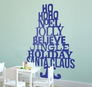 Woorden tekst kerstmis kerstboom sticker