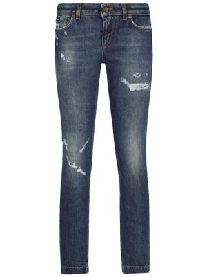 Dolce & Gabbana jean skinny à taille basse - Bleu